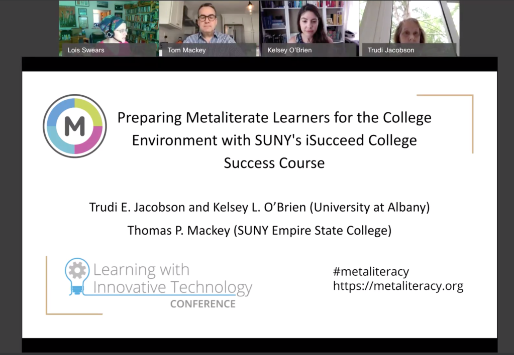 Image of Webex recording of metaliteracy presentation.